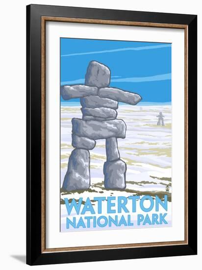 Waterton National Park, Canada - Inukshuk-Lantern Press-Framed Art Print