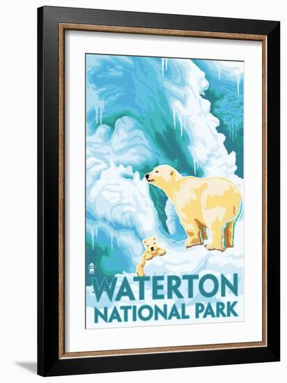 Waterton National Park, Canada - Polar Bear & Cub-Lantern Press-Framed Art Print