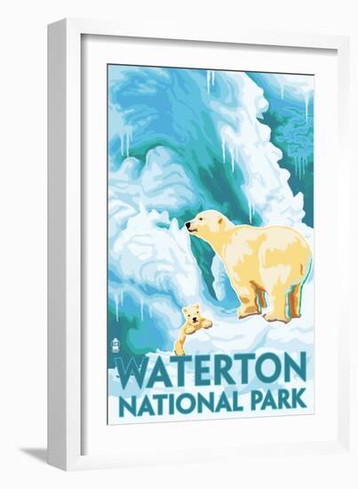 Waterton National Park, Canada - Polar Bear & Cub-Lantern Press-Framed Art Print