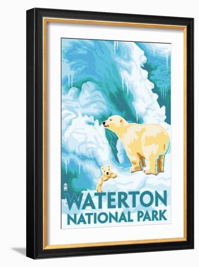 Waterton National Park, Canada - Polar Bear & Cub-Lantern Press-Framed Art Print