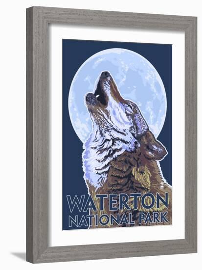 Waterton National Park, Canada - Wolf Howling-Lantern Press-Framed Art Print