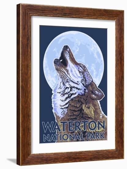 Waterton National Park, Canada - Wolf Howling-Lantern Press-Framed Art Print