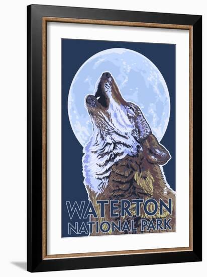 Waterton National Park, Canada - Wolf Howling-Lantern Press-Framed Art Print