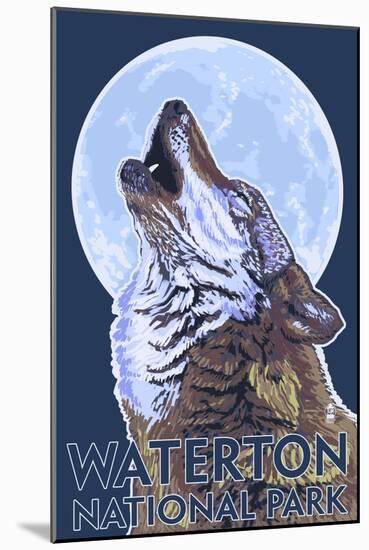 Waterton National Park, Canada - Wolf Howling-Lantern Press-Mounted Art Print