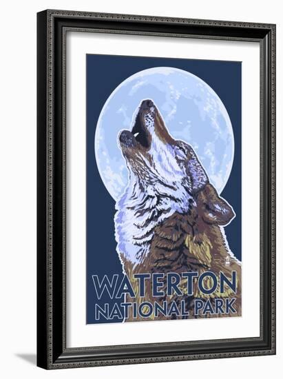 Waterton National Park, Canada - Wolf Howling-Lantern Press-Framed Art Print