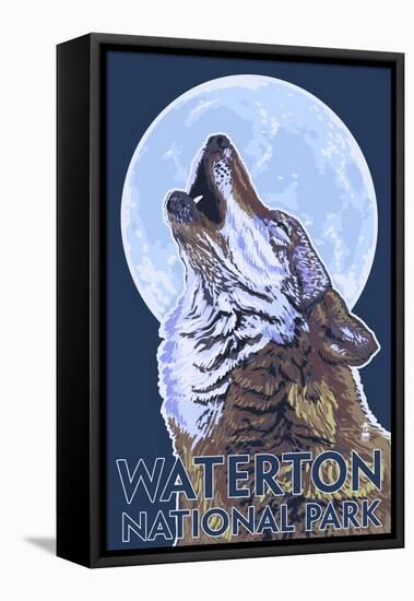 Waterton National Park, Canada - Wolf Howling-Lantern Press-Framed Stretched Canvas