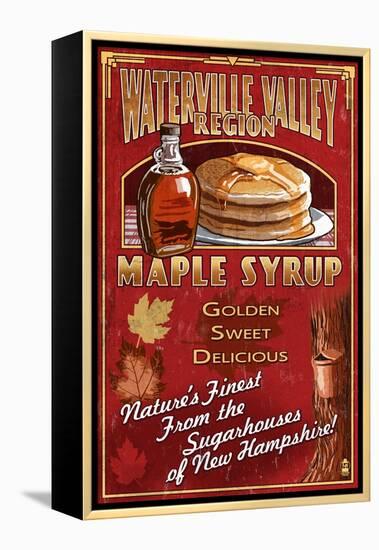Waterville Valley Region, New Hampshire - Maple Syrup Sign-Lantern Press-Framed Stretched Canvas