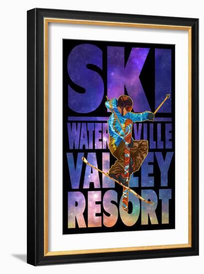 Waterville Valley Resort, NH - Milky Way Skier-Lantern Press-Framed Art Print