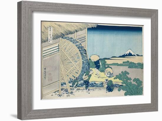 Waterwheel at Onden, from the series 'The Thirty-Six Views of Mt. Fuji'. Ca. 1830-32-Katsushika Hokusai-Framed Giclee Print