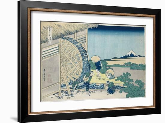 Waterwheel at Onden, from the series 'The Thirty-Six Views of Mt. Fuji'. Ca. 1830-32-Katsushika Hokusai-Framed Giclee Print