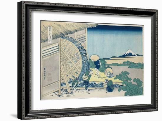 Waterwheel at Onden, from the series 'The Thirty-Six Views of Mt. Fuji'. Ca. 1830-32-Katsushika Hokusai-Framed Giclee Print