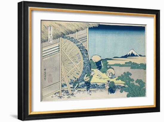 Waterwheel at Onden, from the series 'The Thirty-Six Views of Mt. Fuji'. Ca. 1830-32-Katsushika Hokusai-Framed Giclee Print