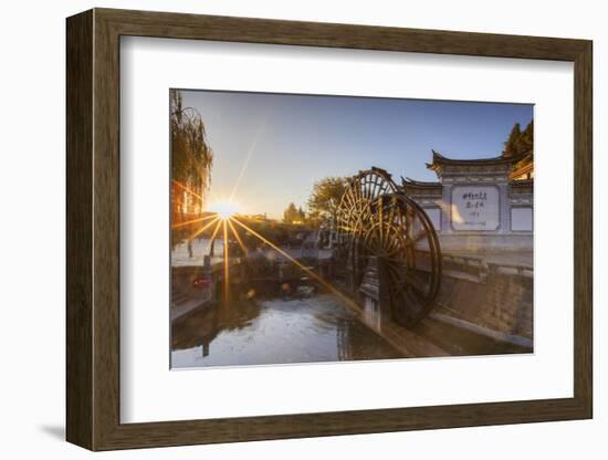 Waterwheels at dawn, Lijiang, UNESCO World Heritage Site, Yunnan, China, Asia-Ian Trower-Framed Photographic Print