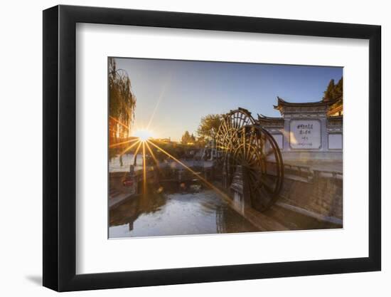 Waterwheels at dawn, Lijiang, UNESCO World Heritage Site, Yunnan, China, Asia-Ian Trower-Framed Photographic Print