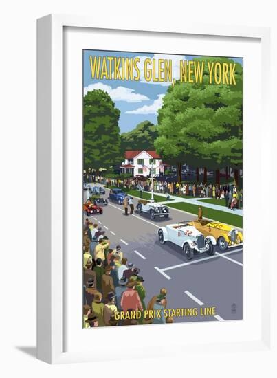 Watkins Glen State Park, New York - Grand Prix Starting Line-Lantern Press-Framed Art Print