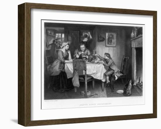 Watt's First Experiment, 18th Century-Herbert Bourne-Framed Giclee Print