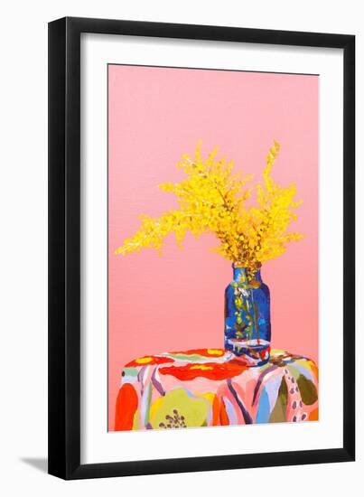 Wattle on Pink Still Life-Julia-Framed Giclee Print