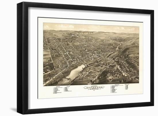 Waukesha, Wisconsin - Panoramic Map-Lantern Press-Framed Art Print