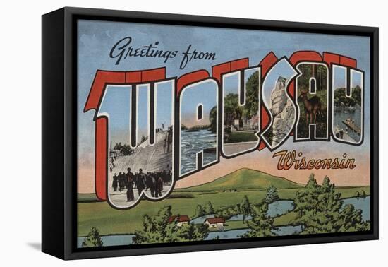 Wausau, Wisconsin - Large Letter Scenes-Lantern Press-Framed Stretched Canvas