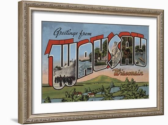 Wausau, Wisconsin - Large Letter Scenes-Lantern Press-Framed Art Print