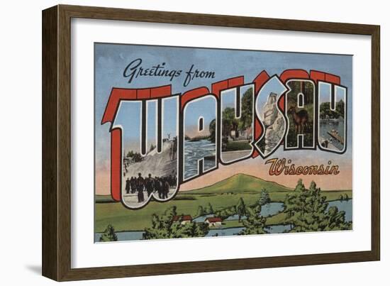 Wausau, Wisconsin - Large Letter Scenes-Lantern Press-Framed Art Print