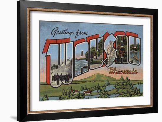 Wausau, Wisconsin - Large Letter Scenes-Lantern Press-Framed Art Print