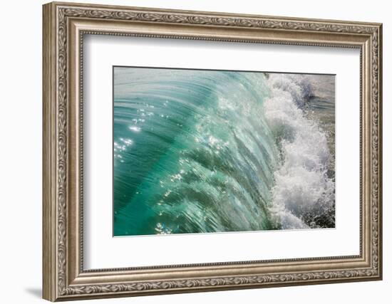 Wave folding over as it breaks in Kailua Bay, Oahu, Hawaii-Mark A Johnson-Framed Photographic Print