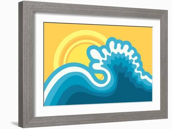 Wave In Ocean.Water Nature Background With Sun In Hot Sunny Day-GeraKTV-Framed Premium Giclee Print