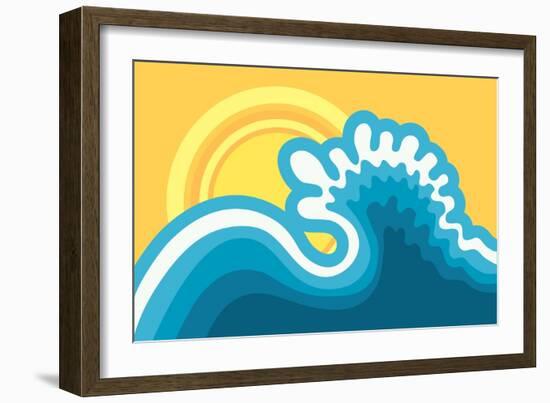 Wave In Ocean.Water Nature Background With Sun In Hot Sunny Day-GeraKTV-Framed Premium Giclee Print