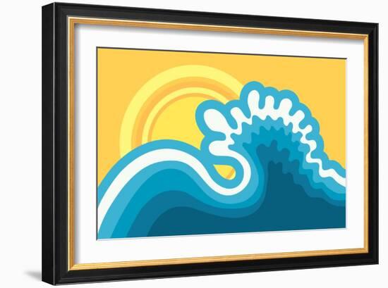 Wave In Ocean.Water Nature Background With Sun In Hot Sunny Day-GeraKTV-Framed Premium Giclee Print