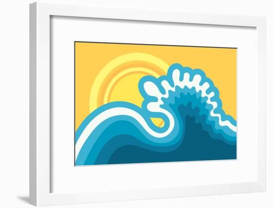 Wave In Ocean.Water Nature Background With Sun In Hot Sunny Day-GeraKTV-Framed Art Print