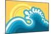 Wave In Ocean.Water Nature Background With Sun In Hot Sunny Day-GeraKTV-Mounted Art Print