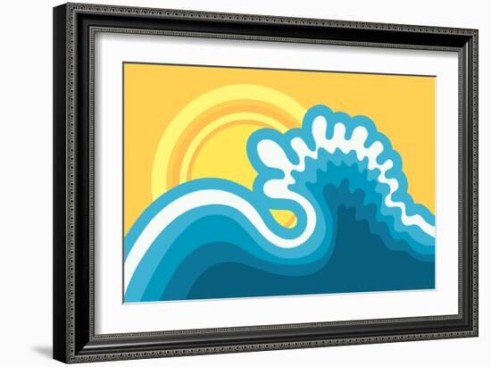 Wave In Ocean.Water Nature Background With Sun In Hot Sunny Day-GeraKTV-Framed Art Print