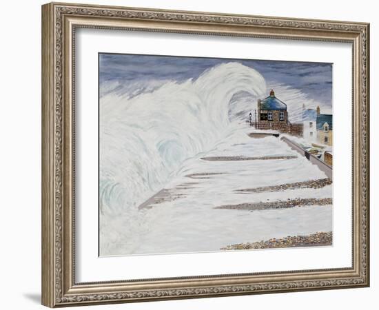 Wave over the Cove House, 2014 (Oil on Canvas)-Liz Wright-Framed Giclee Print