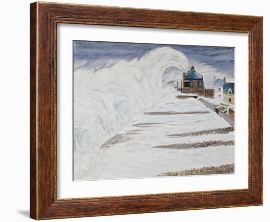 Wave over the Cove House, 2014 (Oil on Canvas)-Liz Wright-Framed Giclee Print