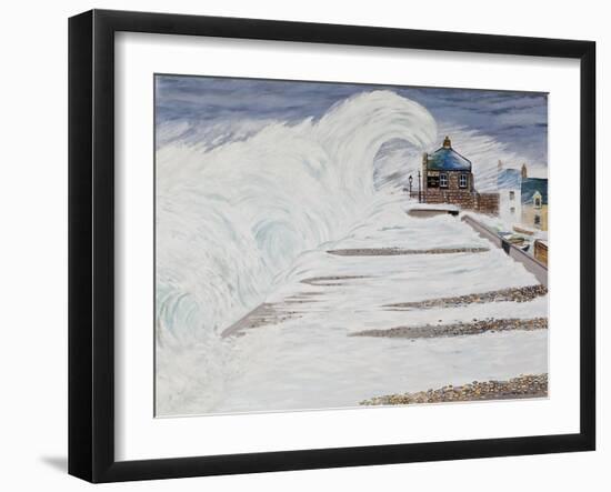 Wave over the Cove House, 2014 (Oil on Canvas)-Liz Wright-Framed Giclee Print