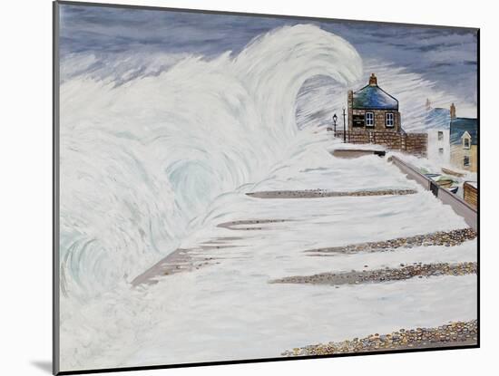 Wave over the Cove House, 2014 (Oil on Canvas)-Liz Wright-Mounted Giclee Print