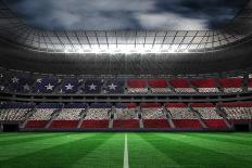 Football in Croatia Colours at Back of Net against Large Football Stadium with Lights-Wavebreak Media Ltd-Photographic Print