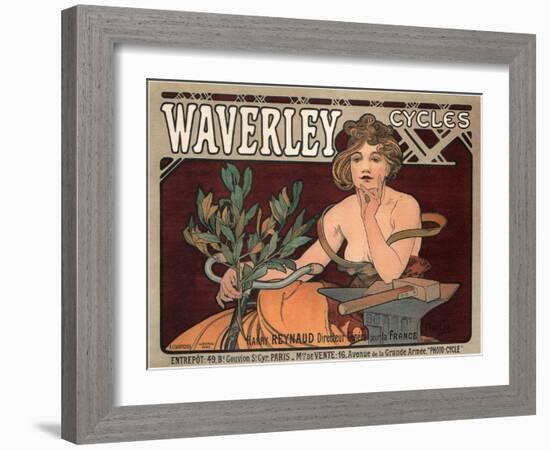 Waverley Cycles, 1896-Alphonse Mucha-Framed Giclee Print