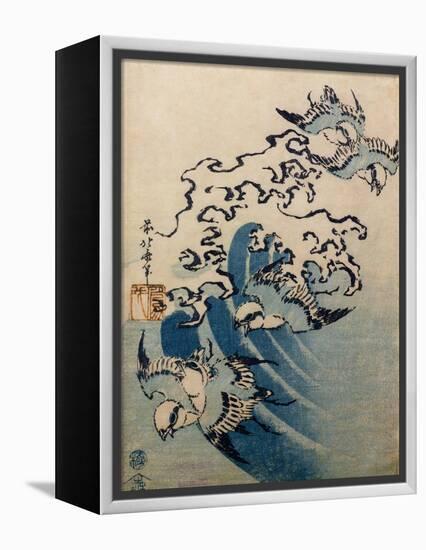 Waves and Birds, circa 1825-Katsushika Hokusai-Framed Premier Image Canvas