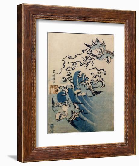 Waves and Birds, circa 1825-Katsushika Hokusai-Framed Giclee Print