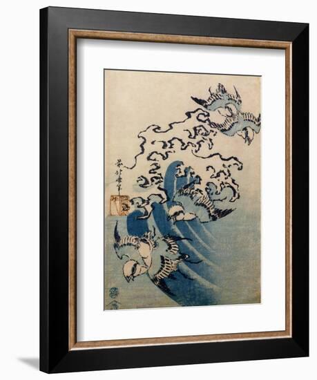 Waves and Birds, circa 1825-Katsushika Hokusai-Framed Giclee Print