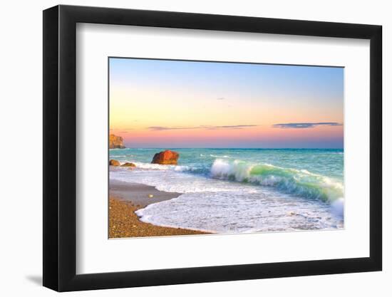 Waves and Sky during Sunset.-biletskiy-Framed Photographic Print