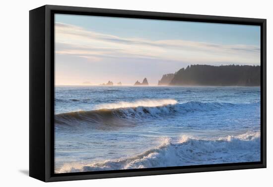 Waves approaching Rialto Beach Olympic National Park, Washington State-Alan Majchrowicz-Framed Premier Image Canvas