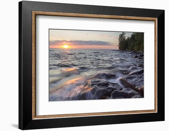 Waves at Sunset, Devils Island, Apostle Islands National Lakeshore, Wisconsin, USA-Chuck Haney-Framed Photographic Print