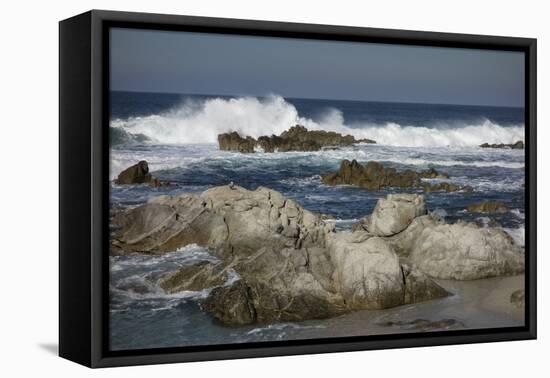 Waves, Blue Water and Rocks Along Monterey Peninsula, California Coast-Sheila Haddad-Framed Premier Image Canvas