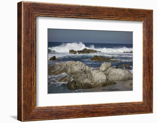 Waves, Blue Water and Rocks Along Monterey Peninsula, California Coast-Sheila Haddad-Framed Photographic Print