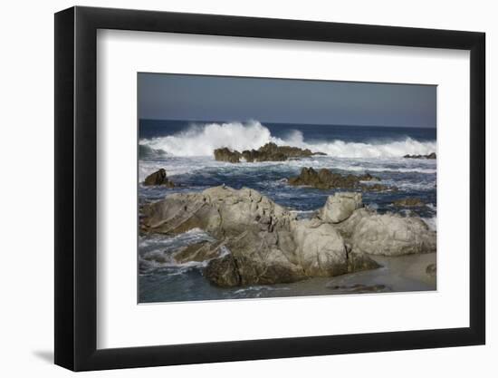 Waves, Blue Water and Rocks Along Monterey Peninsula, California Coast-Sheila Haddad-Framed Photographic Print