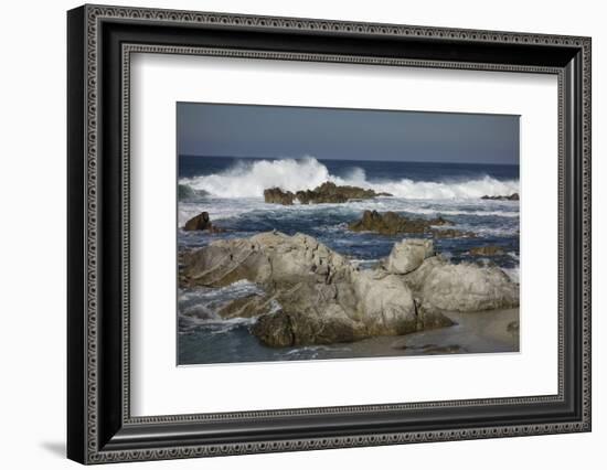 Waves, Blue Water and Rocks Along Monterey Peninsula, California Coast-Sheila Haddad-Framed Photographic Print