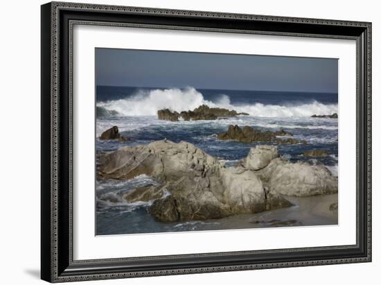 Waves, Blue Water and Rocks Along Monterey Peninsula, California Coast-Sheila Haddad-Framed Photographic Print